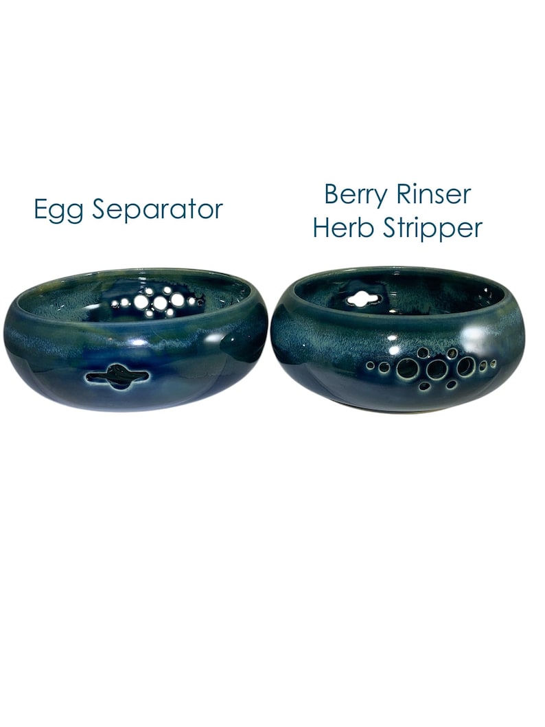 Three in one Hand Thrown Ceramic Berry Bowl, Herb Stripper & Egg Separator - Various Colors bild 4