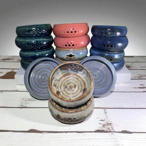 Three in one Hand Thrown Ceramic Berry Bowl, Herb Stripper and Egg Separator