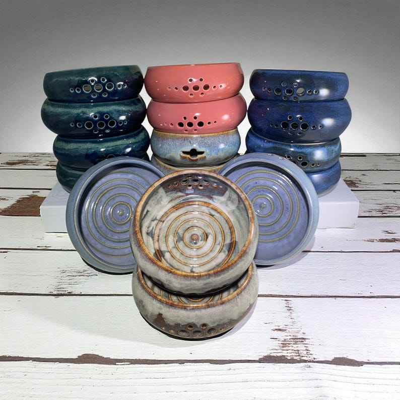 Three in one Hand Thrown Ceramic Berry Bowl, Herb Stripper & Egg Separator - Various Colors bild 8