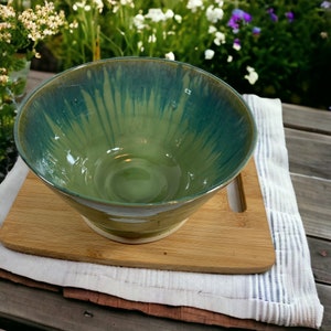 Medium porcelain salad or fruit bowl green glaze