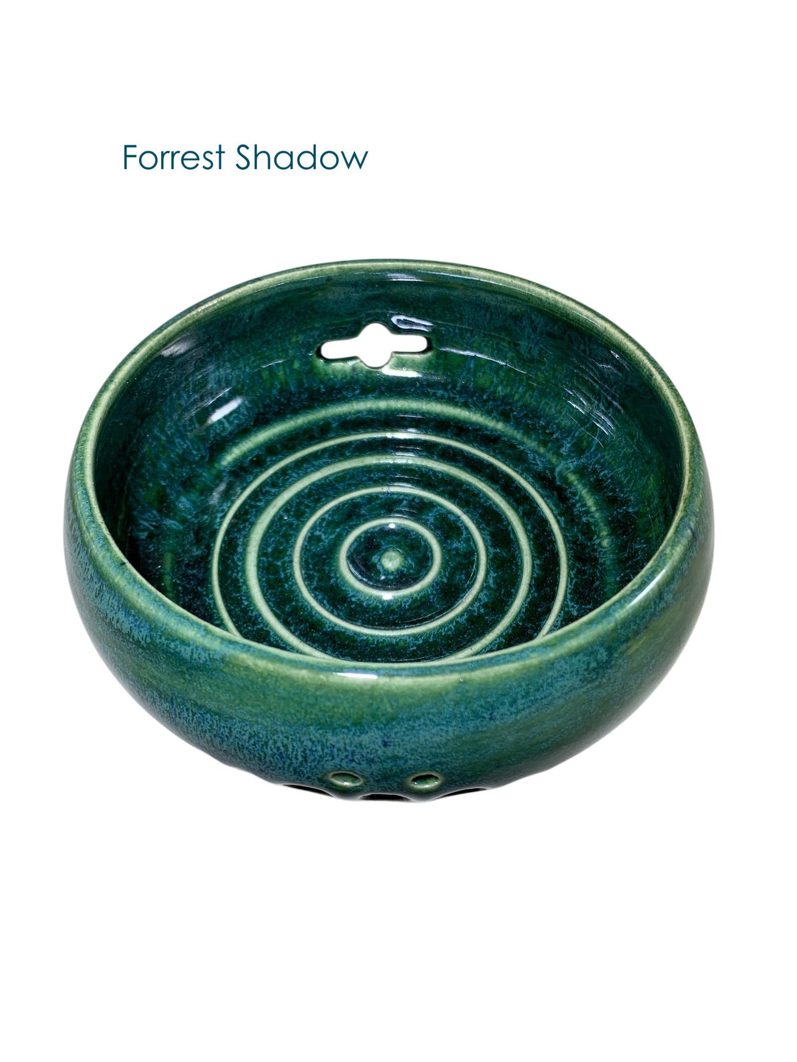 Three in one Hand Thrown Ceramic Berry Bowl, Herb Stripper and Egg Separator - Forrest Shadow