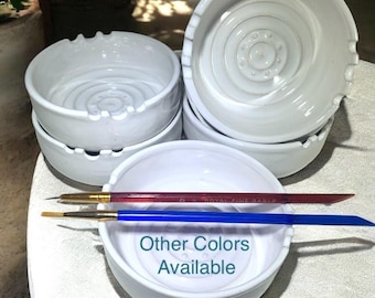 Hand Thrown Ceramic Painter's brush and water Bowl for painting or model making
