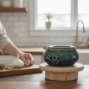 Garlic Jar - Hand thrown ceramic | Various colors and shapes | kitchen cannister