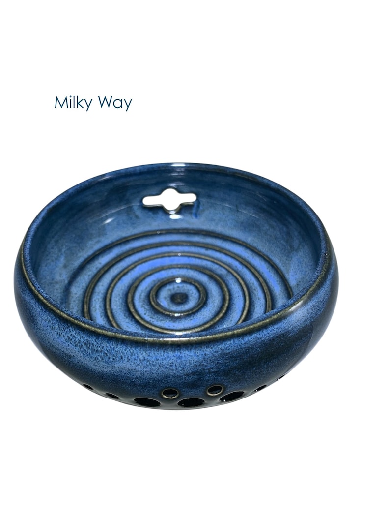 Three in one Hand Thrown Ceramic Berry Bowl, Herb Stripper & Egg Separator - Various Colors Milky Way
