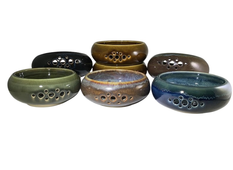 Three in one Hand Thrown Ceramic Berry Bowl, Herb Stripper & Egg Separator - Various Colors bild 2