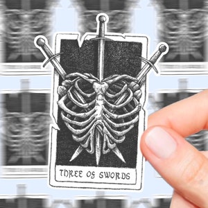 Three of swords tarot card vinyl sticker
