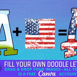 Fill your own Doodle Letters, CANVA,  Drag and Drop , Editable, Canva Frame, Digital Designs, Digital Download