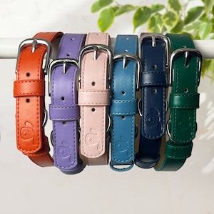 Colourful Personalised Vegan Eco Dog Collar, Vegan Leather Dog Collar Adjustable, Padded Soft Puppy Collar, New Dog Owner Gift Essentials
