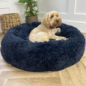 Grey dog bed, light grey dog bed, dog pillow, dog donut bed, fluffy dog bed, dog cushion, comfy dog bed,
