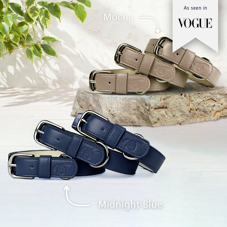 dark blue dog collar, navy blue dog collar, Vegan Leather, Mocha dog collar, coffee collar, beige dog collar, brown dog collar, Taupe dog collar, toffee, caramel, mushroom dog collar, ecru dog collar, nude dog collar, tan dog collar, neutral collar,