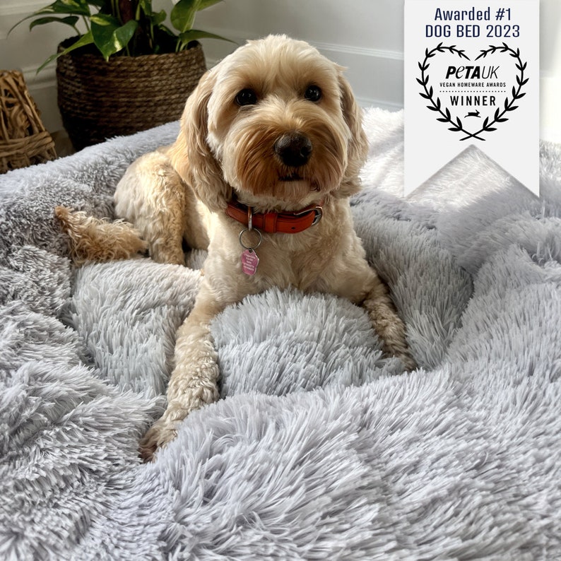 orthopaedic dog bed, sustainable dog bed, fluffy bed for dogs, best dog bed,gift guide for dogs, large dog bed, large dog sofa, large dog cave bed cushion,