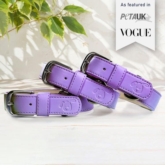 Lilac Purple Personalised Dog Collar Adjustable, Vegan Leather Padded Collar, Soft Puppy Collar, Eco friendly, New Dog Owner Gift Essential