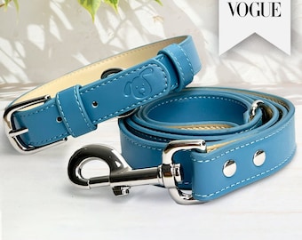 Personalisierte Navy Blue Vegan Hundehalsband und Leinen-Sets, Vegan Leder  Hundehalsband Leine Set, gepolsterte, weiche, komfortable Welpen Halsband  Leine - Etsy.de