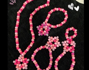 Kandi Star Necklace, Bracelets & Glove Lot of Pink Rave Jewellery