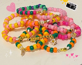10x Kandi Bracelet Singles w Charms Bundle