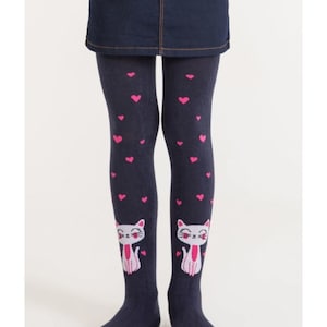 Kitty with Pinky Hearts - Toddlers&#39; Cotton Tights