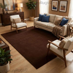 Tappeto in lana tuftato a mano marrone scuro Solid NK, area rug e rugs per salotto, camera, cucina, ingresso e nursery