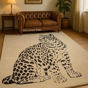 Schwarz Weiß Tiger Teppich – Handgetufteter Wollteppich 6x9 8x10 9x12 – Maßteppich fürs Wohnzimmer, Schlafzimmer, Kinderzimmer