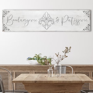 Large antique Boulangerie & Patisserie sign recreation. Solid wood. Elegant French Country wall art. French Farmhouse wooden home décor. 46&quot;