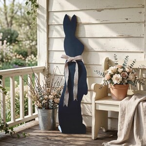 Large Black Porch Leaner Rabbit Handcrafted From Solid Wood. Outdoor or ...
