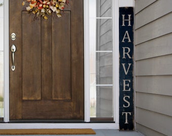 Antique style Harvest wooden porch leaner sign. Rustic Fall outdoor porch decor handcrafted from reclaimed wood. 46"
