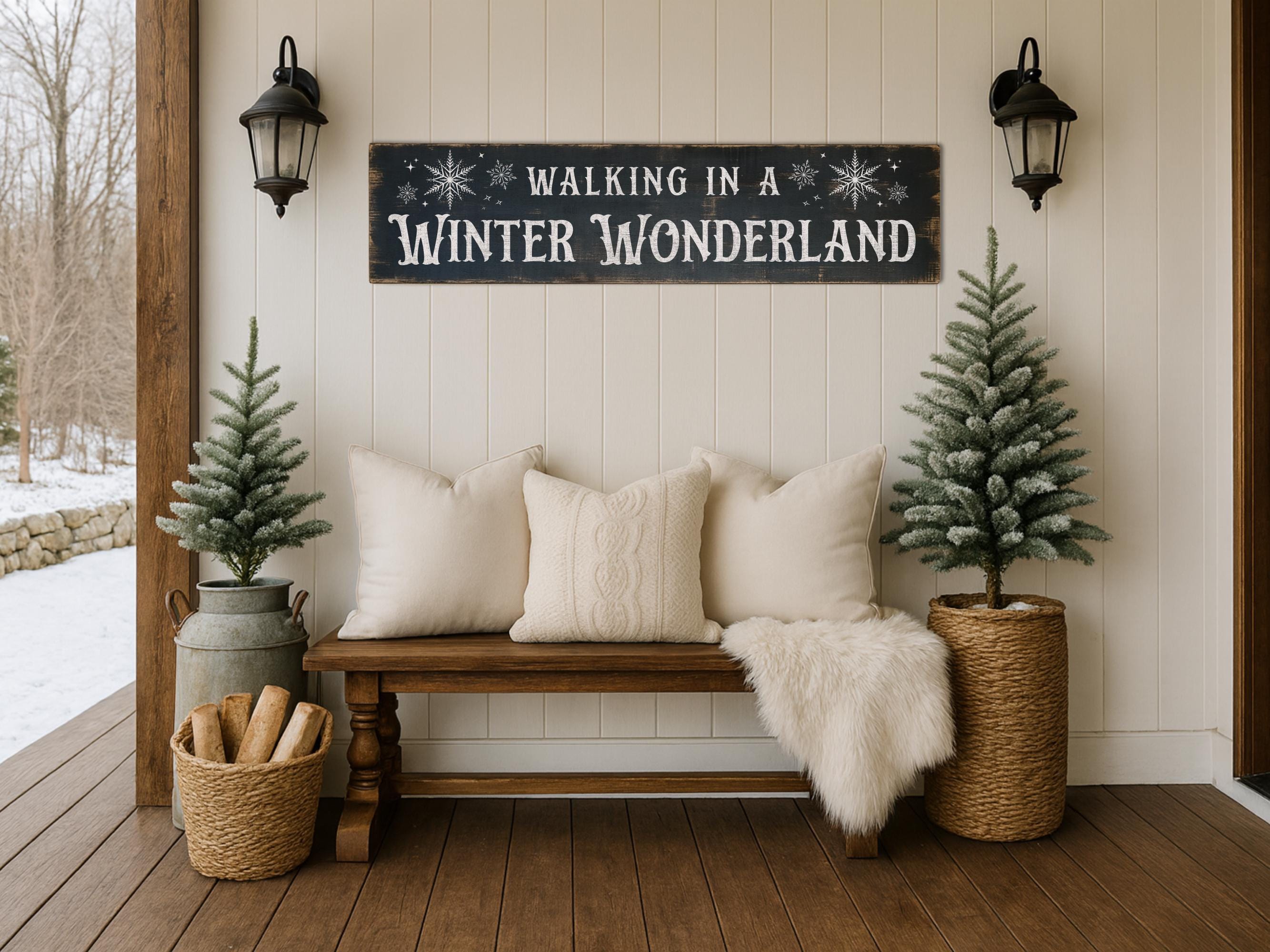 Walking in a Winter Wonderland rustic antique style wood sign.…