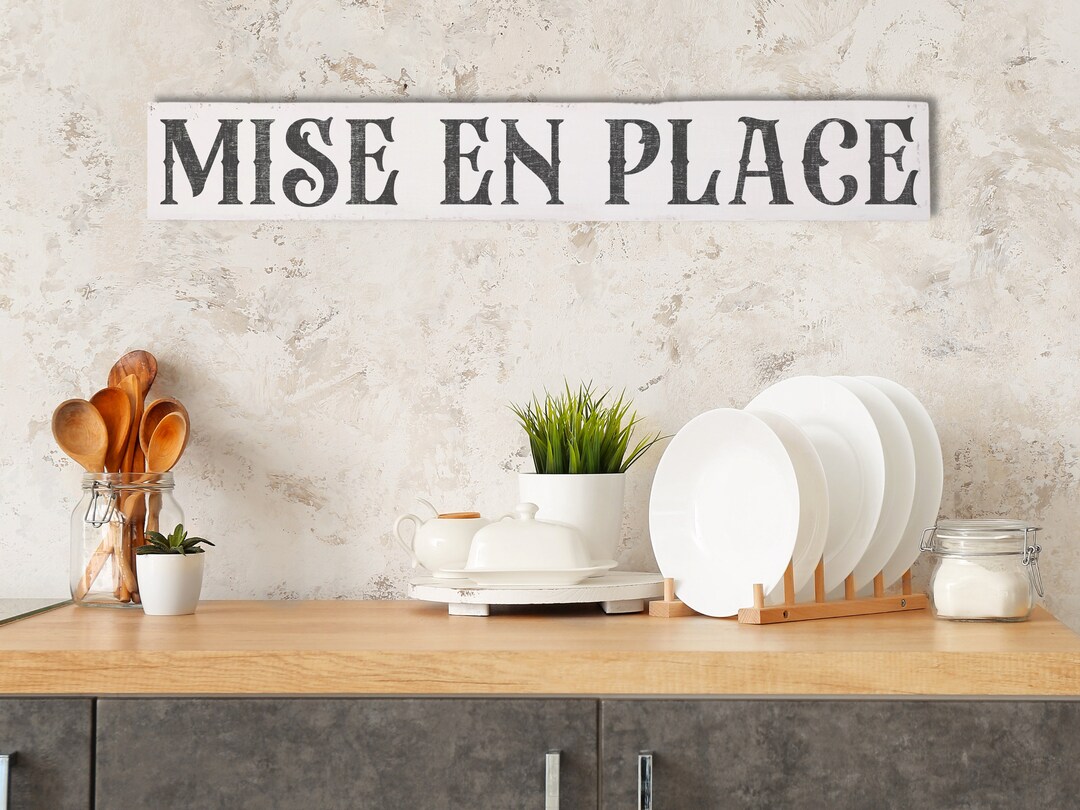 French Country Kitchen Wall Hanging. Mise En Place. Old Reclaimed Wood