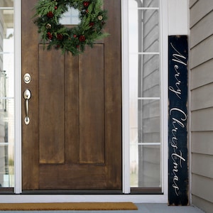 Rustic Antique style Merry Christmas reclaimed wood sign. Outdoor wooden winter decorations. Christmas porch decor. 46&quot;