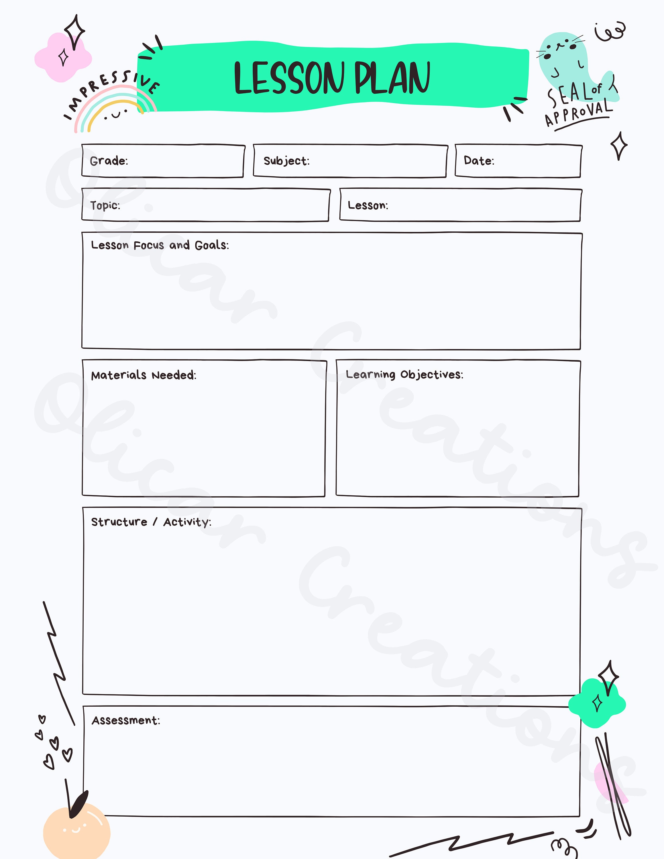 Printable Abstract Lesson Plan PNG/PDF DIGITAL Instant Etsy