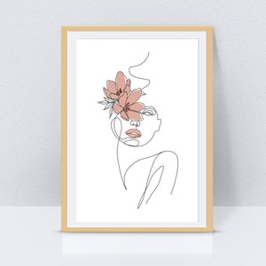 Woman Flower Face Line Art, Wall Art, Printable Line Art, Abstract Wall Art, Sketch, Female Line Art Drawing, Home Decor, Downloadable Print