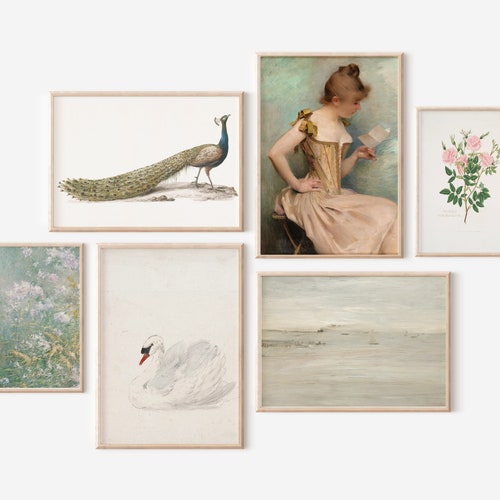 Set of 6 Vintage Wall Art Gallery Wall Prints Vintage Etsy
