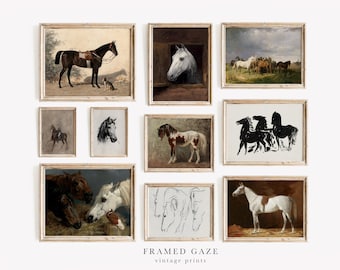 Horse Gallery Wall Art, Ensemble de 10 estampes, décoration intérieure vintage, impressions de ferme modernes, téléchargement numérique