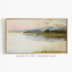 Vintage Seascape Painting for Samsung Frame TV | Pastel Lake Landscape (Digital Download)