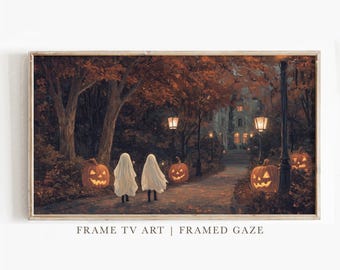 Zucca fantasma spettrale per Halloween / Scena autunnale vintage (Download digitale)