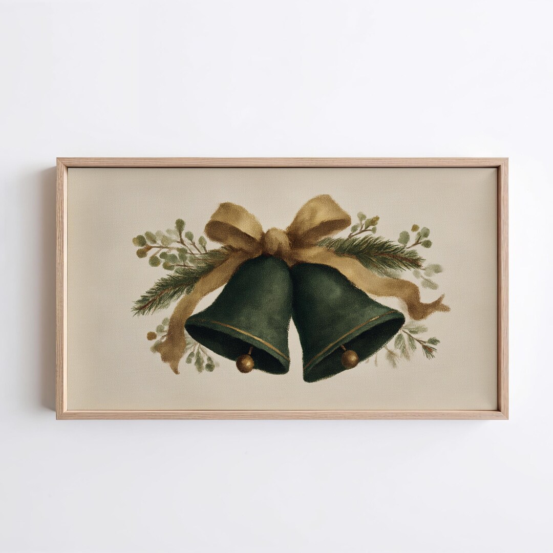 Bells Photo Frame Bells With Ribbon for Frame Tv, Christmas Art, Winter Holiday Decor - Etsy