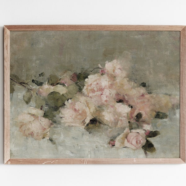 Rose Painting | Vintage Wall Art | Digital Download | Roses Wall Art | Still Life