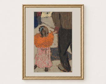 Child with Orange Scarf Print, Vintage Wall Art, Printable Art, Digital Download