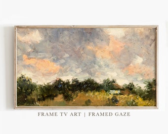 Frame TV Art Sunset, | Landscape Vintage Painting | Nautical Painting | Digital Download | Art for Samsung Frame TV