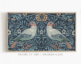 Vintage Bird Tapestry Art | Doves, Berries Nature Decor (Digital Download)