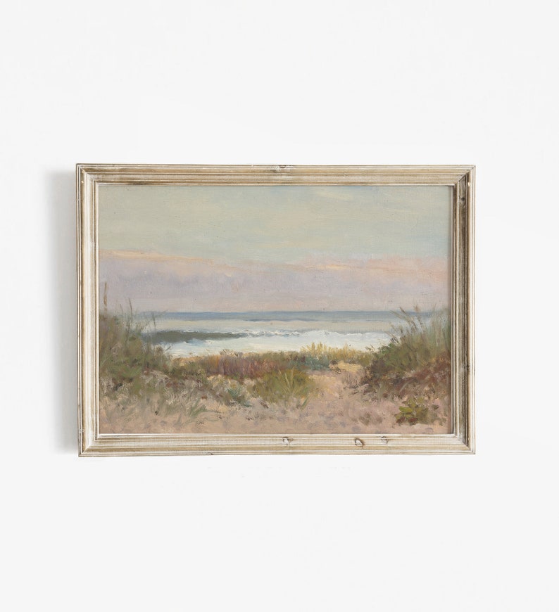 Vintage Painting of Beach Vintage Wall Art Beach Grass Printable Antique Wall Art Coastal Wall Art Digital Download image 5