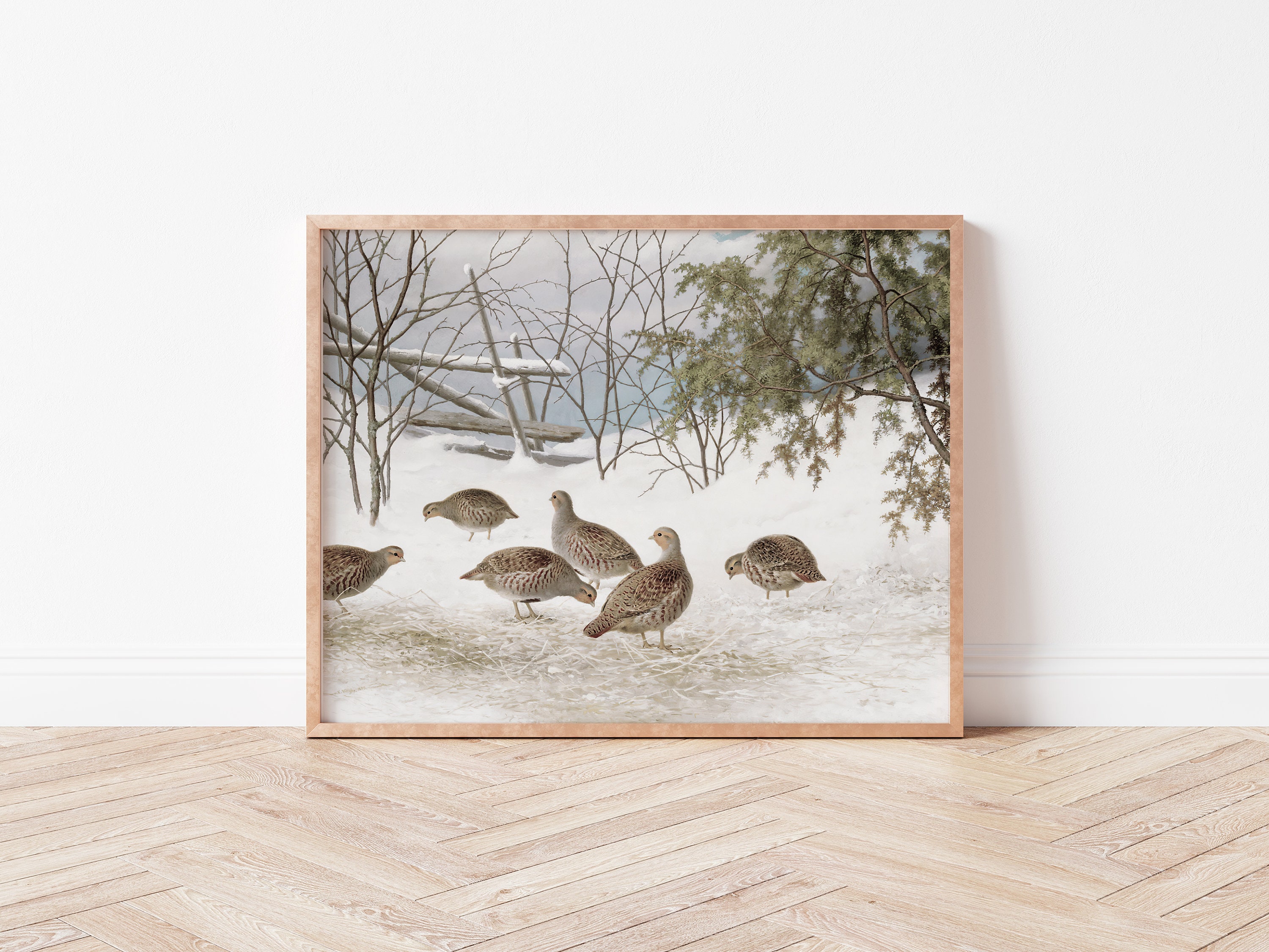 Winter Birds Painting Vintage Wall Art Winter Wall Art Etsy UK