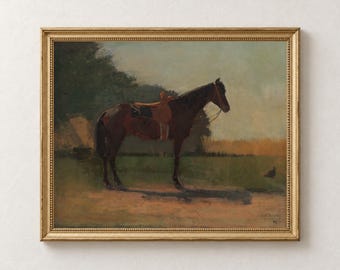 Saddled Horse Print, Vintage Wall Art, Printable Art, Digital Download