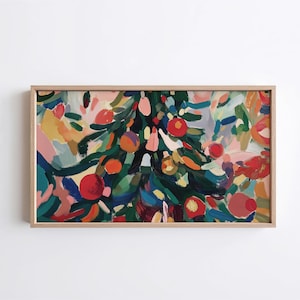 Abstract Christmas Tree Art | Colorful Oil Painting for Samsung Frame TV (Digital Download)