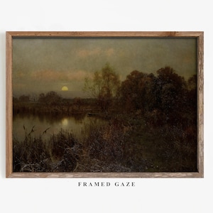 Herbst Mond Landschaft, Vintage Herbst Kunst, Herbst druckbare Kunst, Fine Art Print, digitaler Download