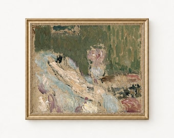 Reclining Figure Printable Wall Art, Olive and Cream Vintage French Painting, Digital Download
