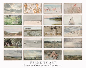 Samsung Frame TV Art Summer Collection, Frame Tv Art Set of 20 Paintings, Art for Tv, Digital Download, Frame TV Art