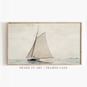 Samsung Frame TV Art | Frame TV Art | Seascape Vintage Painting | Boat Painting | Digital Download | Art for Samsung Frame TV
