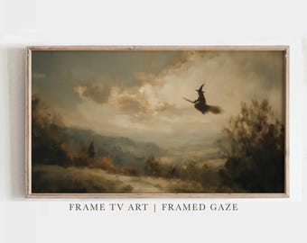 Gothic Witch Halloween Frame TV Art | Dark Moody Painting (Digital Download)