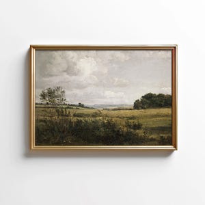 Vintage Landscape Art | Countryside Landscape Print | Rustic Country Print | Moody Wall Art | Living Room Painting | Printable Wall Art