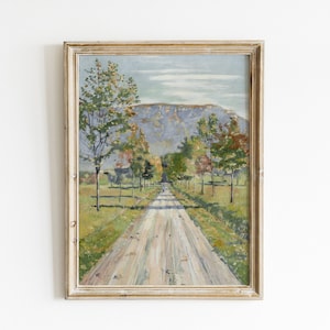 Vintage Landscape Painting: Antique Road Scene (Digital Download)